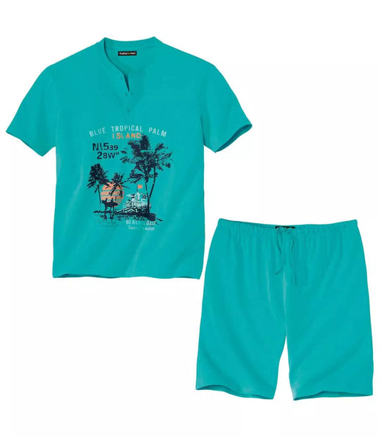 ATLAS FOR MEN - Printed Pajama Short Set
