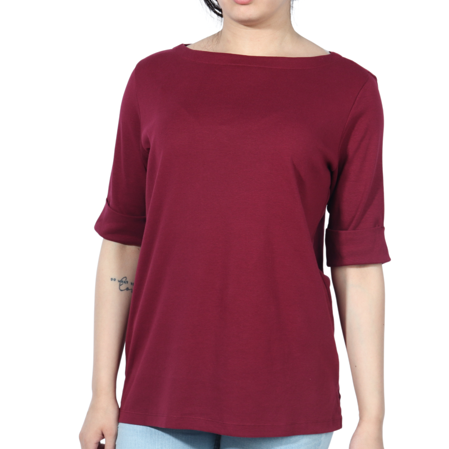 KAREN SCOTT - Cotton cuffed sleeves t-shirt