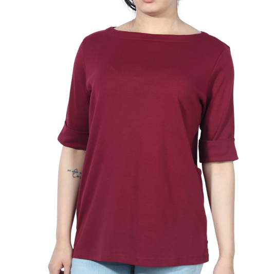 KAREN SCOTT - Cotton cuffed sleeves t-shirt