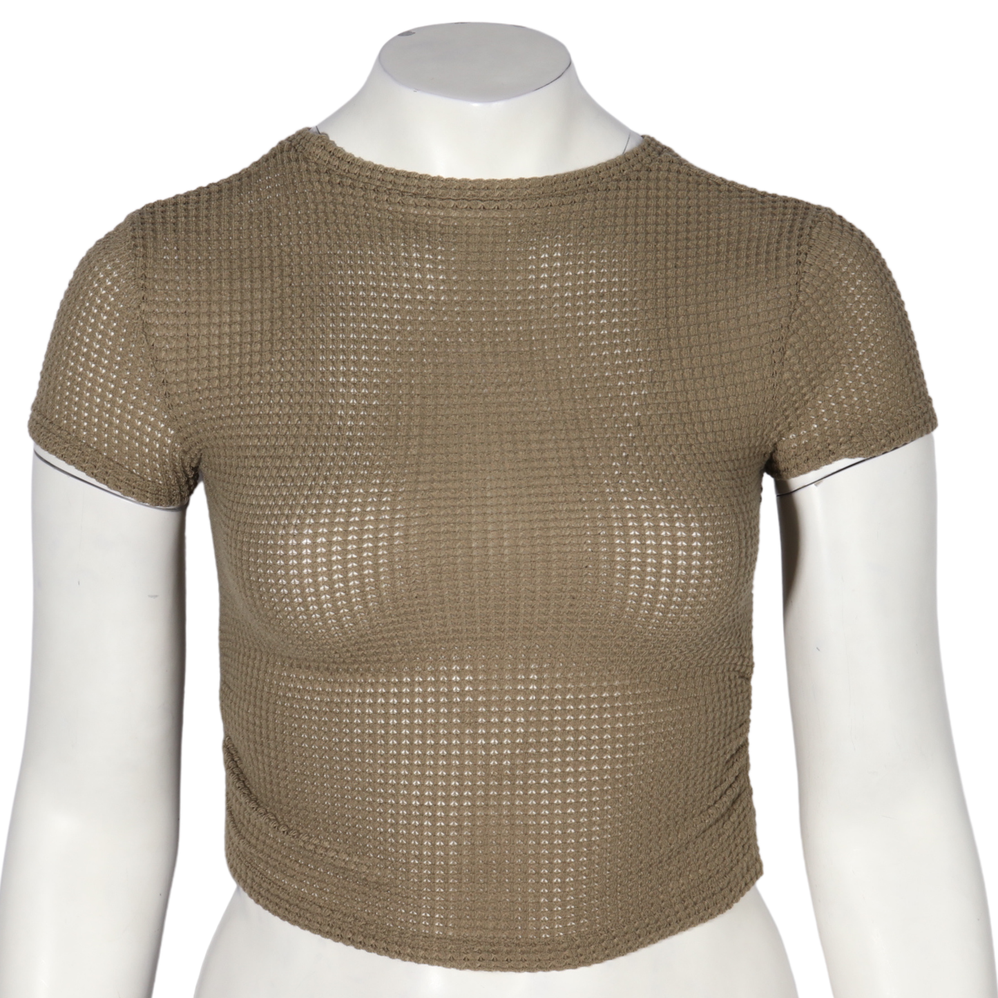 SHEIN - Raffinéa Solid Waffle Knit Crop T-Shirt