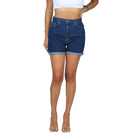 SHEIN - High Waist Roll Up Hem Denim Shorts