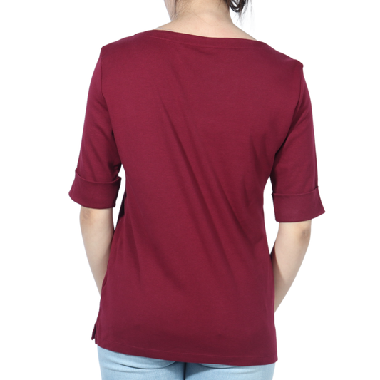 KAREN SCOTT - Cotton cuffed sleeves t-shirt