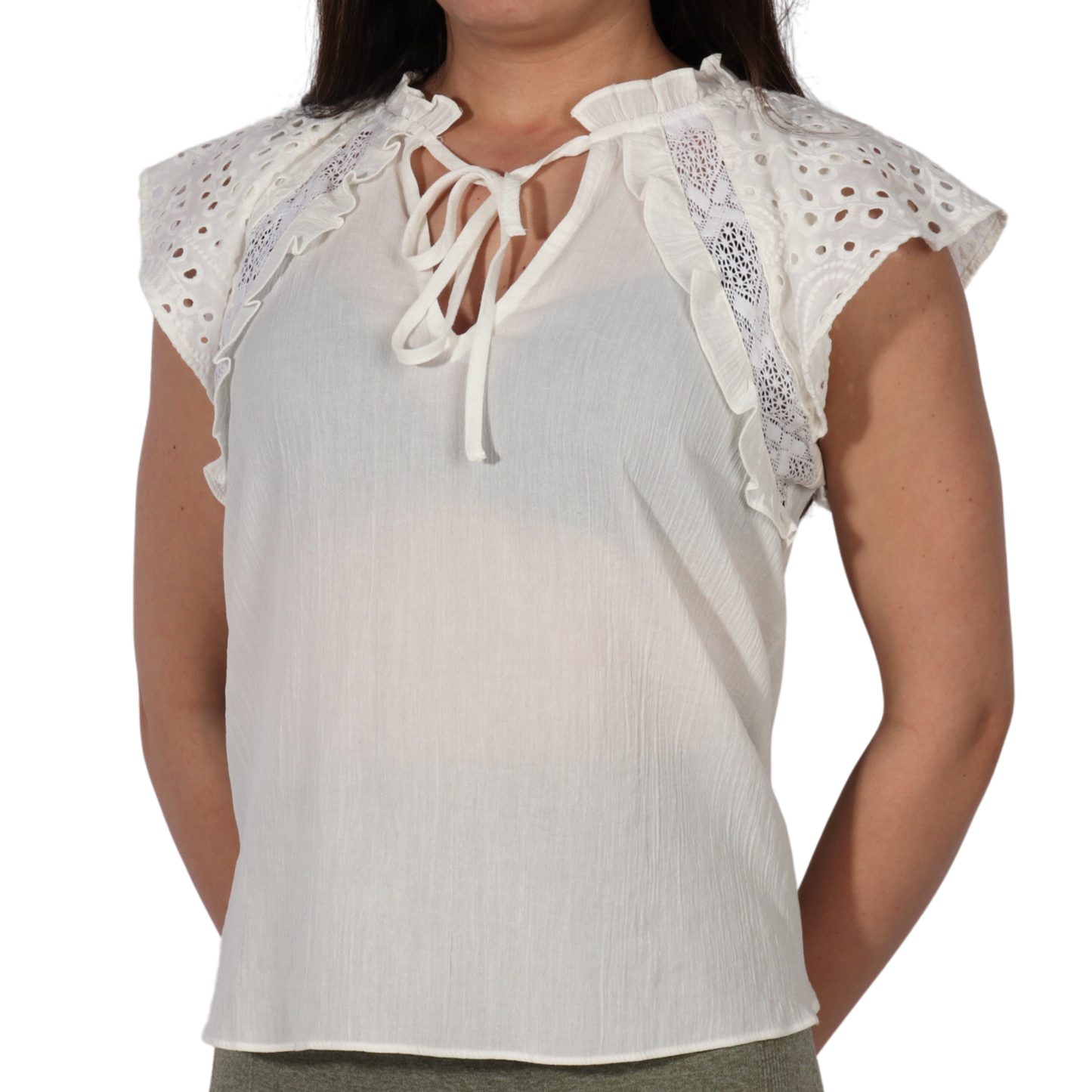 INC - V-Neck Sleeveless Embroidered Blouse