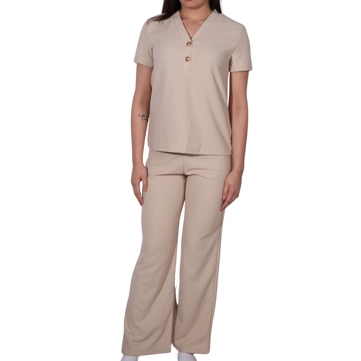 SHEIN - Textured simple t-shirt pants set