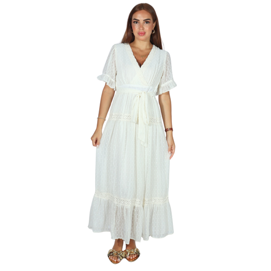 SHEIN - Guipure Lace Insert Ruffle Hem Dress
