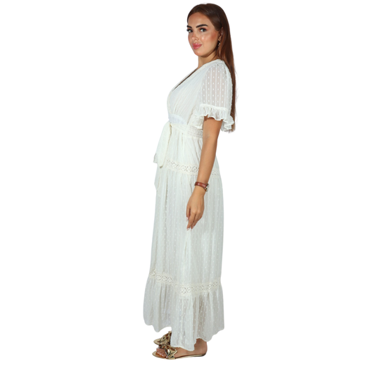 SHEIN - Guipure Lace Insert Ruffle Hem Dress