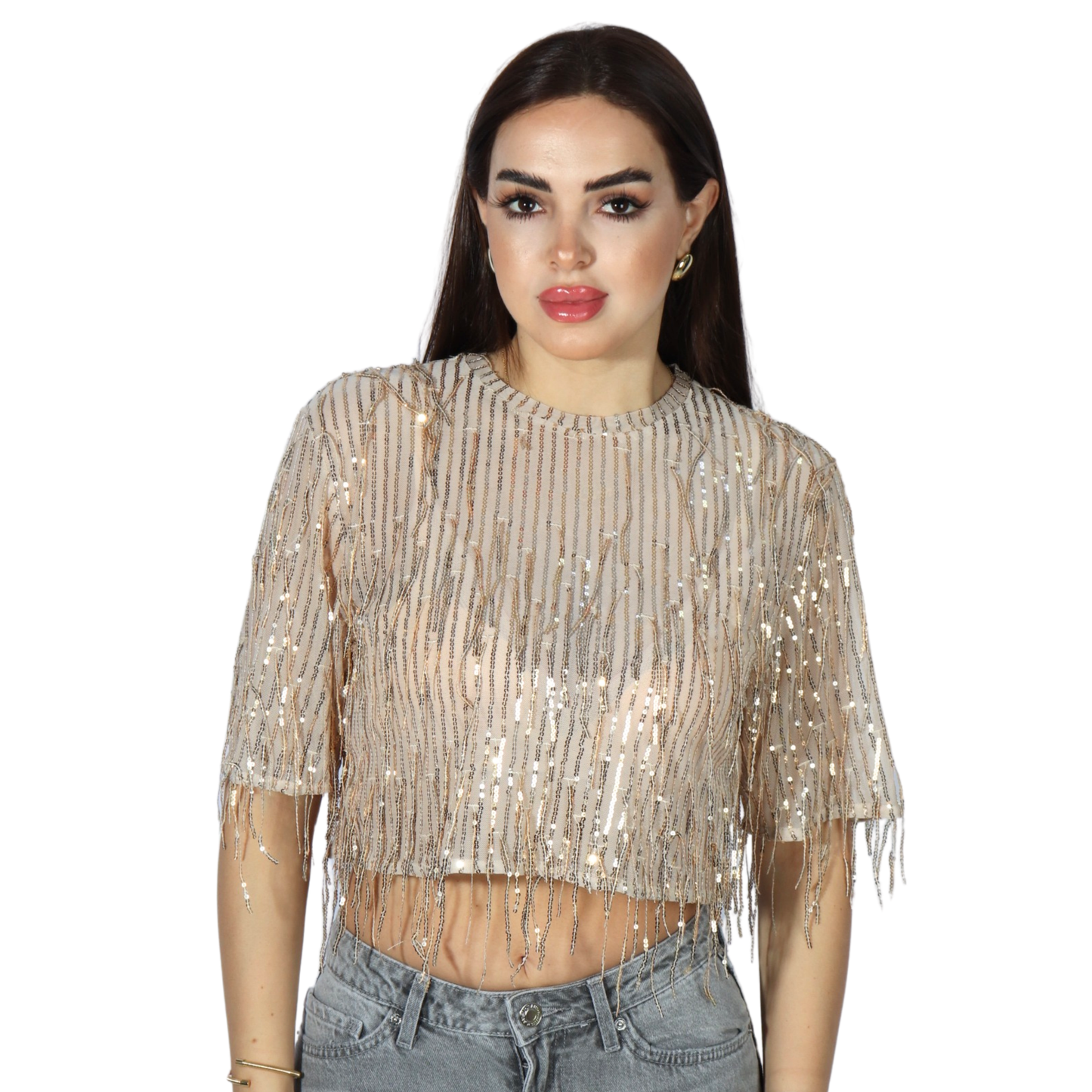 AMISU - Sparkle Short Sleeves T-Shirt