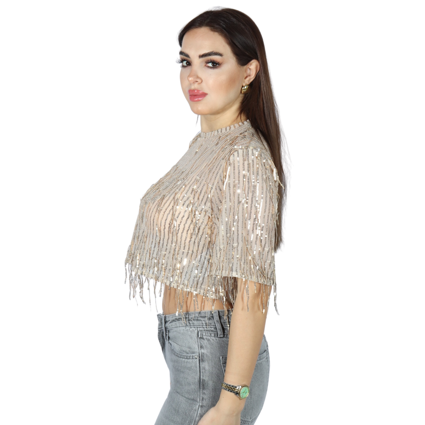 AMISU - Sparkle Short Sleeves T-Shirt