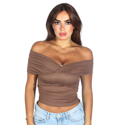 SHEIN - Off-the-shoulder Solid Blouse