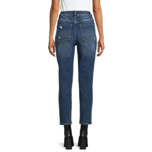 INDIGO REIN - Ripped Stretch Mom Jeans