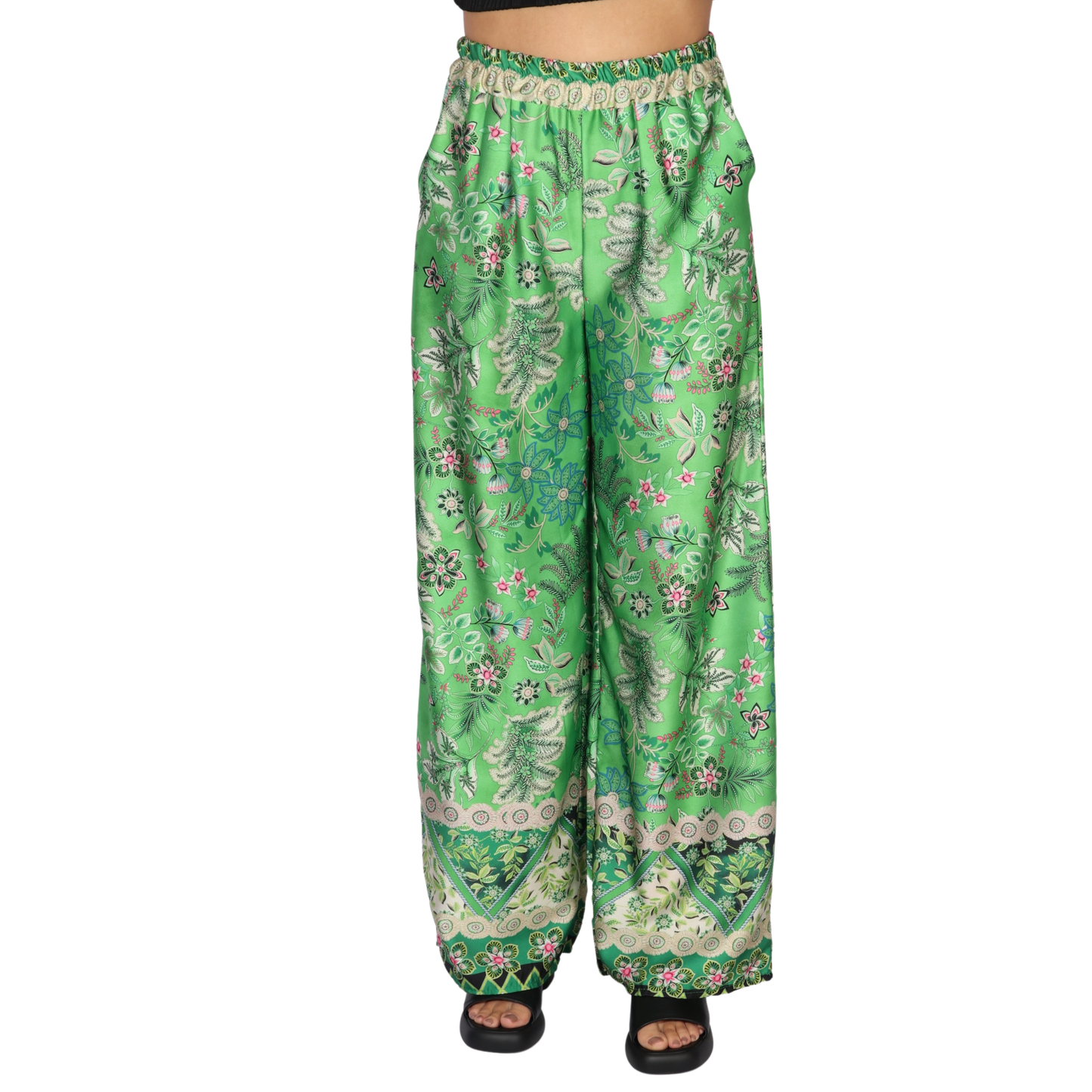 Printed wide leg floral pants