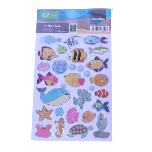 CRELANDO - 62 Pieces Fish Stickers Set