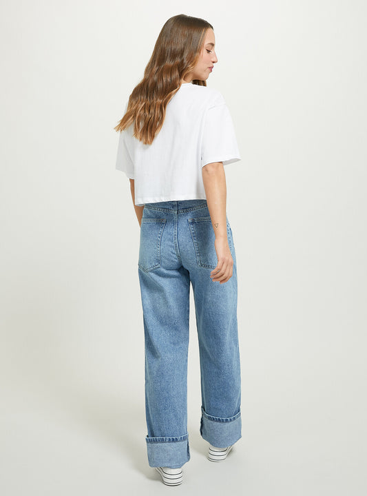 ALCOTT - Foldable straight leg denim pants