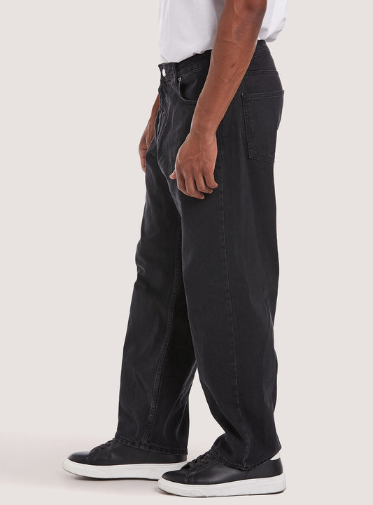 ALCOTT - Solid cotton Slacker denim pants