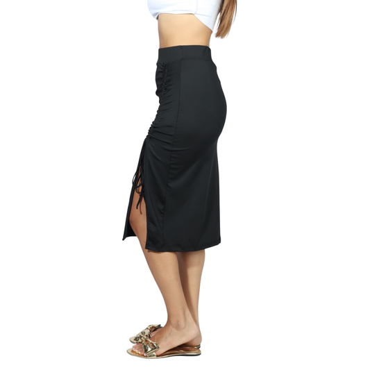 SHEIN - Drawstring Front Split Thigh Skirt