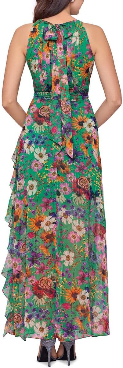 BETSY & ADAM -  Petites Floral Long Halter Dress