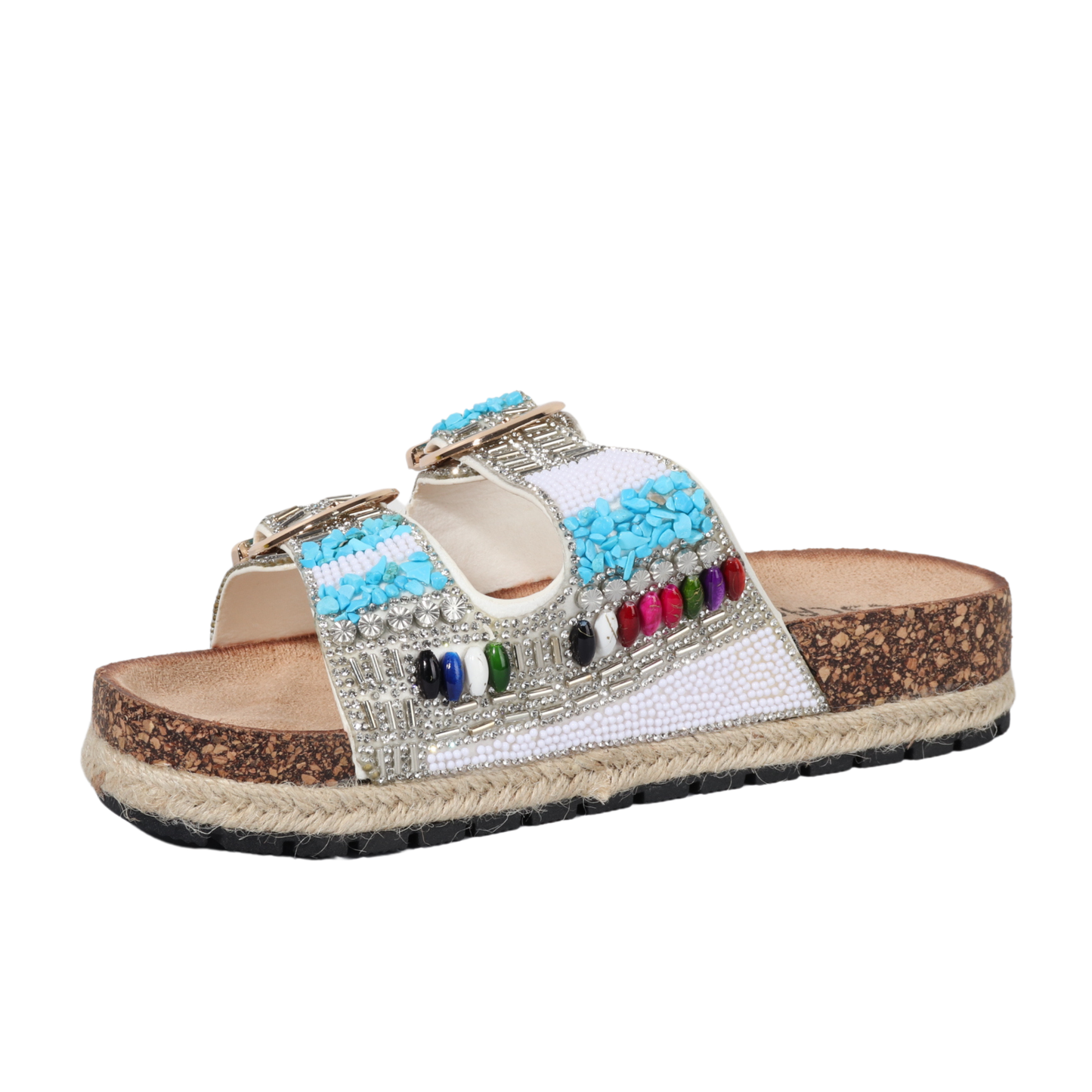 ESCAPE - Double buckle sparkle design stone slipper