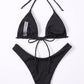 SHEIN - Tie Back Halter Bikini Swimsuit