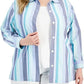 ANNE KLEIN - Collared Striped Shirt