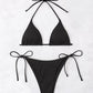 SHEIN - Beach Mono Bikini Set Halter Triangle Bra & Tie Side Bottom