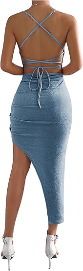 SHEIN - Metallic Cami  Midi Dress