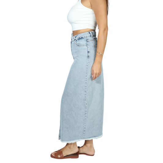 SHEIN - Washed Denim Midi Skirts