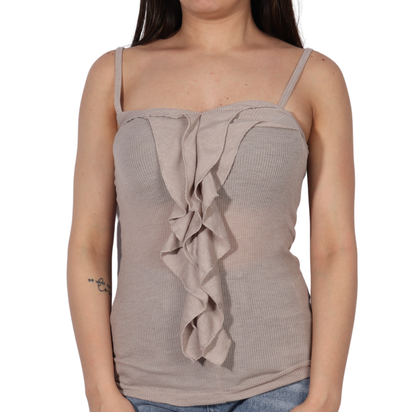 FRESH MADE - Ruffle ribbed tank top