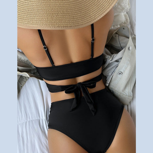 SHEIN - Wist Front Adjustable Shoulder Straps Two Piece Swimsuit