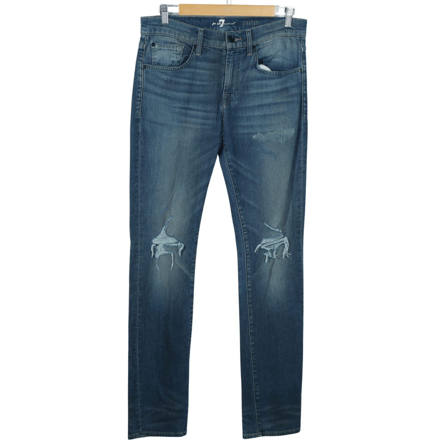 7 FOR ALL MANKIND Mens Bottoms L / Blue / 32 7 FOR ALL MANKIND - Distressed knee cut design