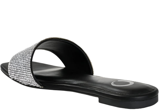 JOURNEE COLLECTION - Embellished Slip On Slide Sandals