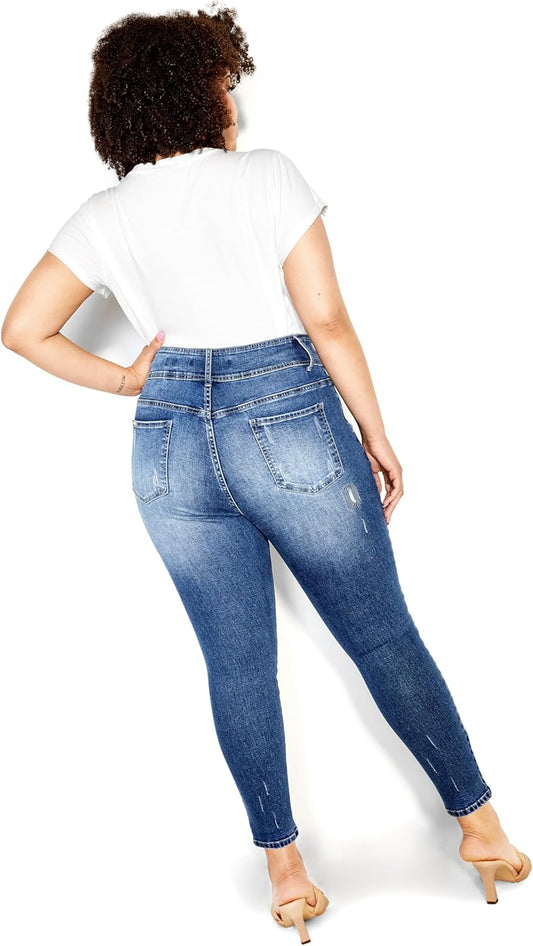 INDIGO REIN - Mid Rise Destructed Skinny Jeans