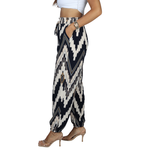 SHEIN -  Badge Print Tie Waist Slash Pocket Pant