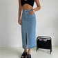 777 PLUS DENIM Womens Bottoms 777 PLUS DENIM - Front Slit Denim Skirt