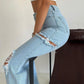 777 PLUS DENIM Womens Bottoms 777 PLUS DENIM - Ripped Side Denim