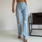 777 PLUS DENIM Womens Bottoms 777 PLUS DENIM - Ripped Side Denim