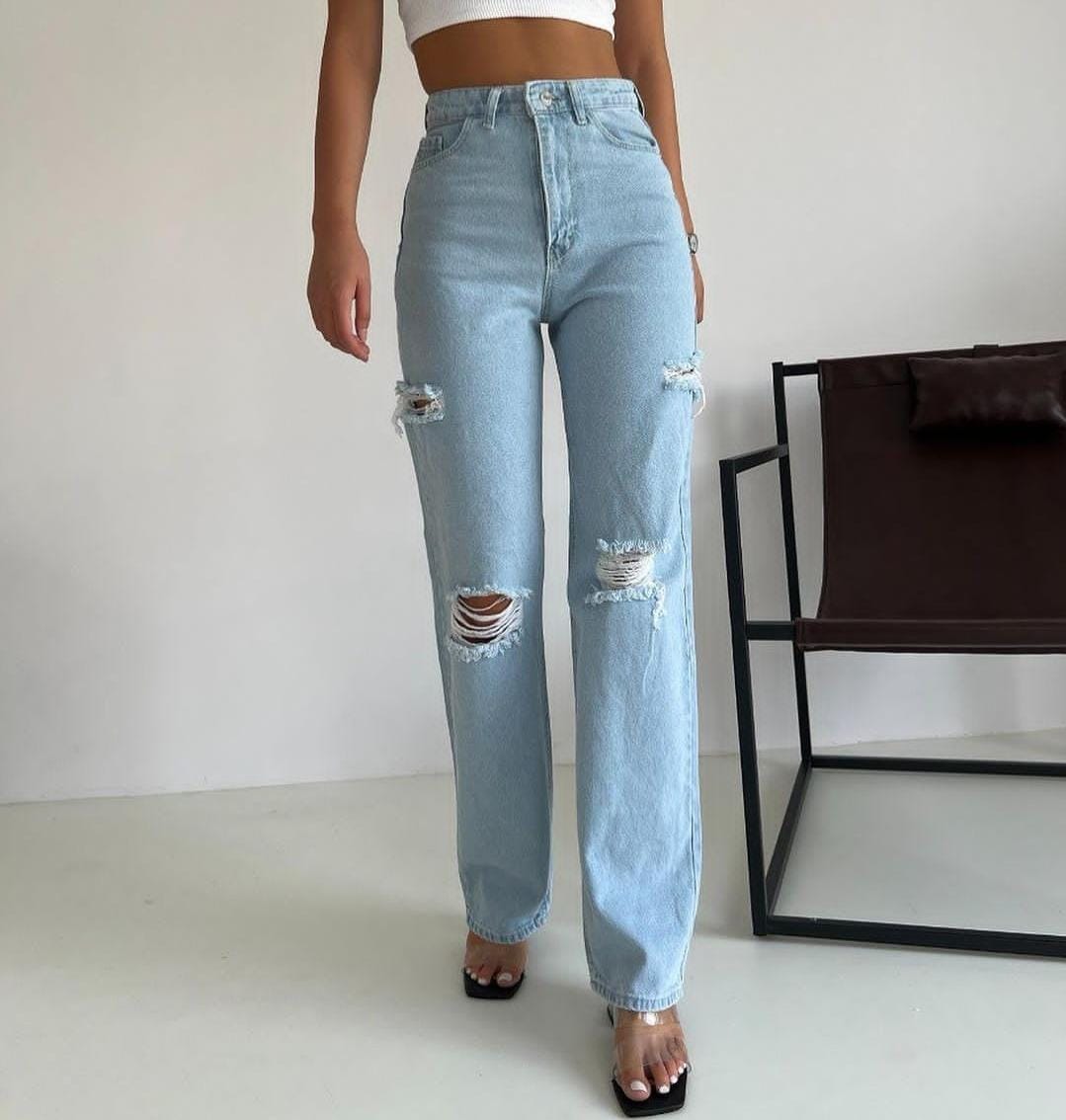 777 PLUS DENIM Womens Bottoms 777 PLUS DENIM - Ripped Side Denim