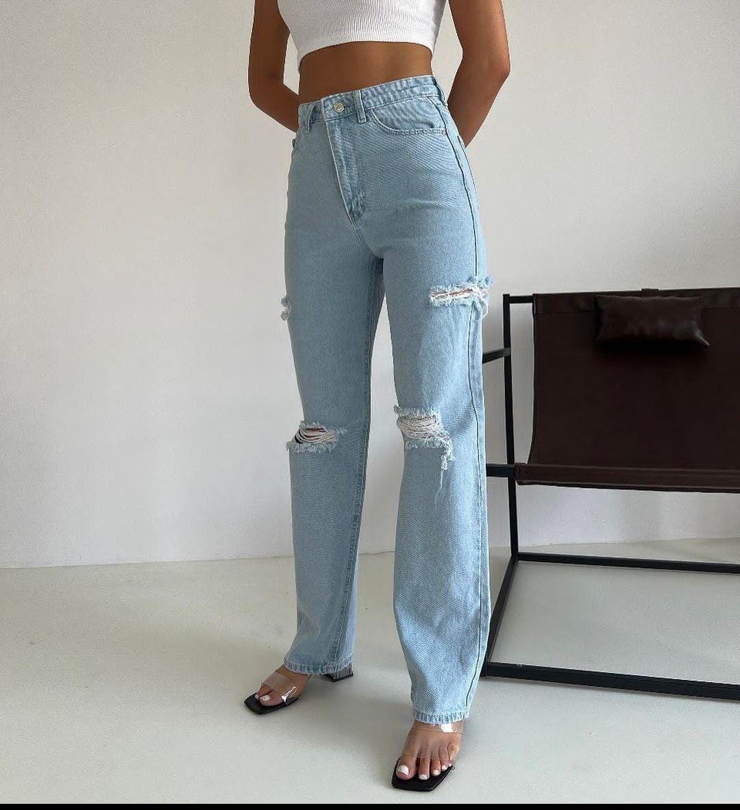 777 PLUS DENIM Womens Bottoms 777 PLUS DENIM - Ripped Side Denim