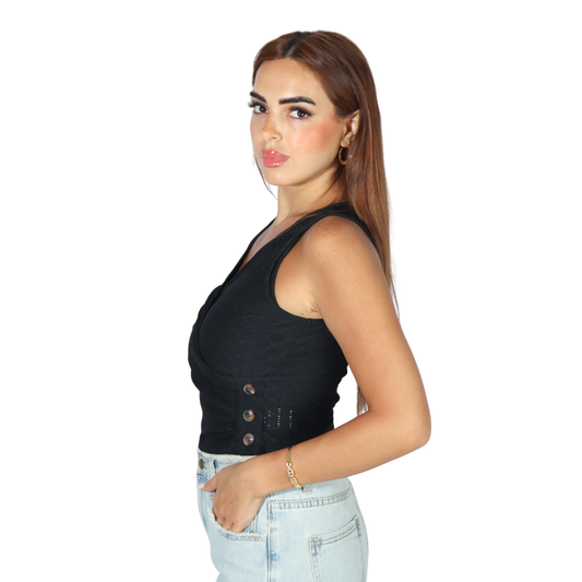 SHEIN - Side Buttons Design Tank Top