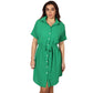 SHEIN - Solid Color Button Front Belted Shirt Dress