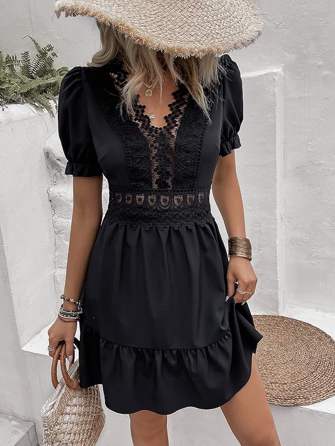 SHEIN - Lace Ruffle Design Short Dress