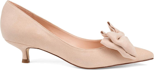 JOURNEE COLLECTION - Pointed Toe Bow Pump Heel