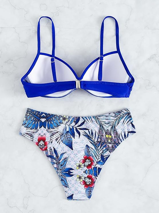 SHEIN - Push Up Floral Print  Three Pieces Swimwear