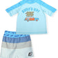 LAGUNA - Baby - Atoll 'Surf's up' Rashguard & Gray Stripe Boardshorts