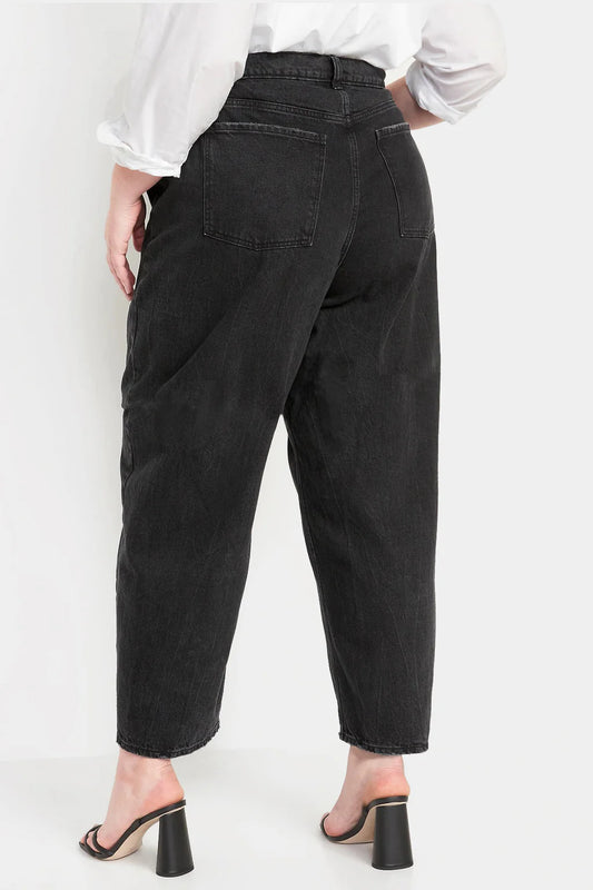 OLD NAVY - Extra High-Waisted Non-Stretch Black Balloon  Jeans