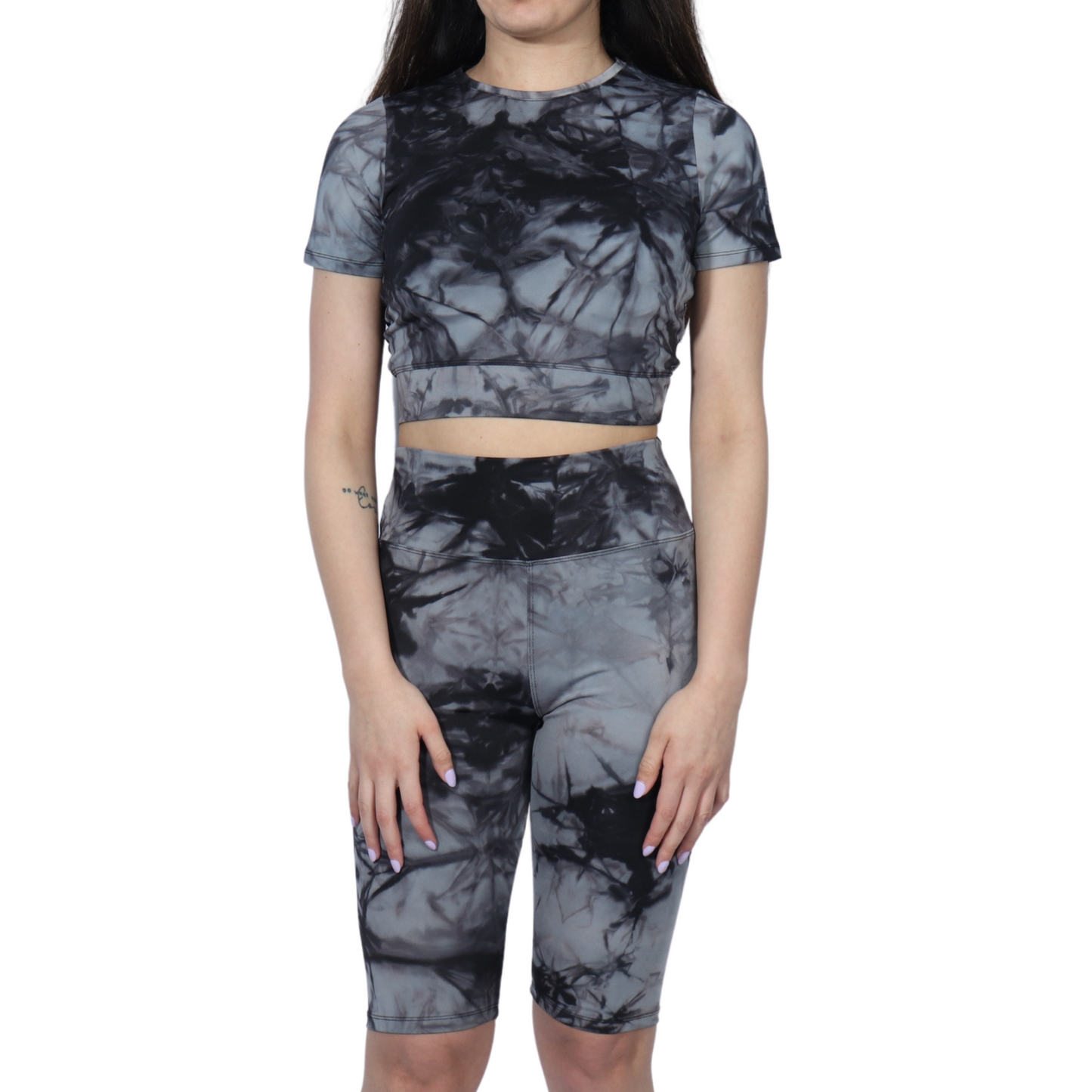 Marbled t-shirt shorts sports set