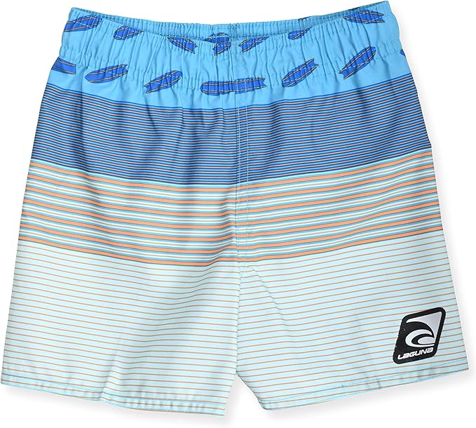 LAGUNA - Baby - Atoll 'Surf's up' Rashguard & Gray Stripe Boardshorts
