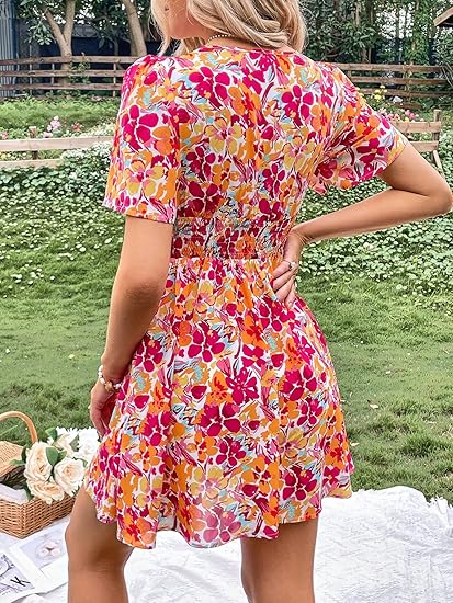 SHEIN -  Floral Printed Short Sleeves Dress