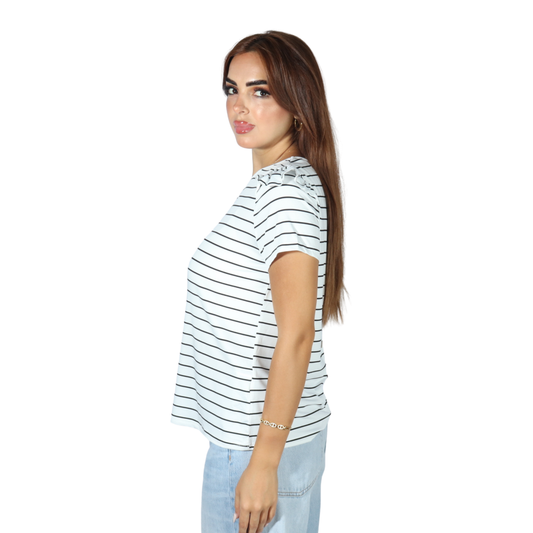SHEIN - Casual Striped Ruffle T-Shirt
