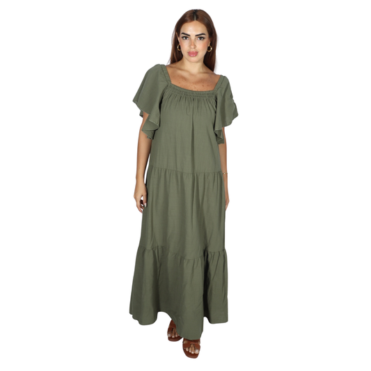SHEIN - Butterfly Sleeve Shirred Dress