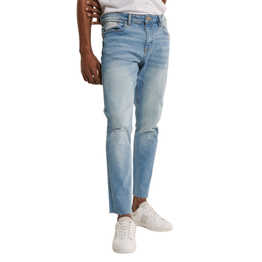 ALCOTT - Cotton leg hem distressed denim